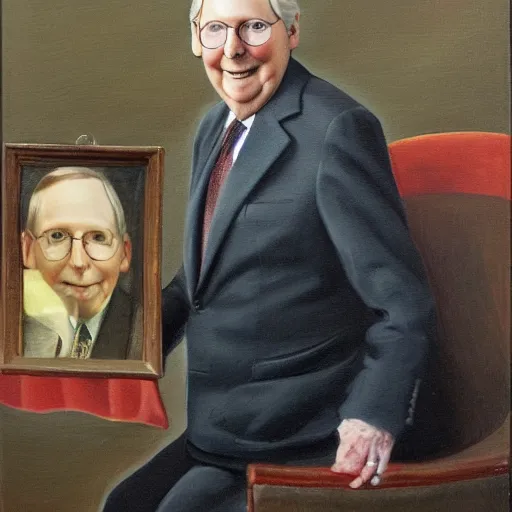 Image similar to portrait of mitch mcconnell, canvas oil painting, half turtle, martha greta kempton, frank o salisbury, granville chandor, thomas edgar stevens