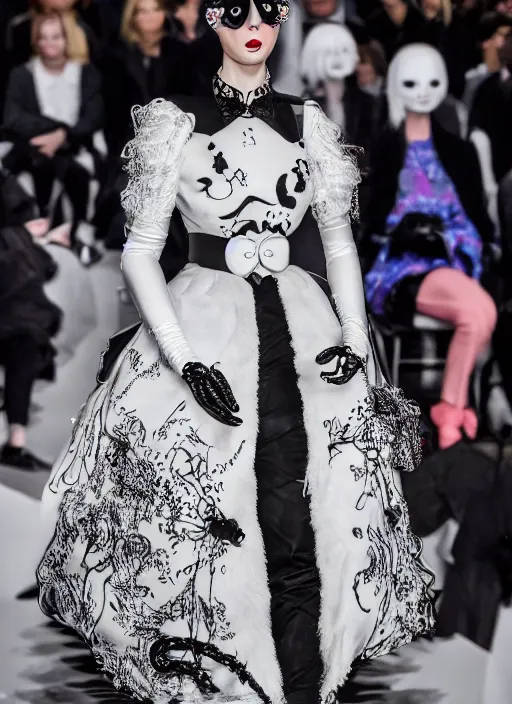 Prompt: hyperrealistic and heavy detailed balenciaga runway show of the nightmare before christmas, leica sl 2 5 0 mm, vivid color, high quality, high textured, real life