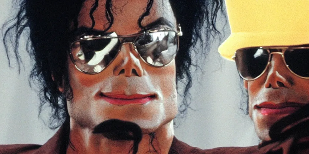 Image similar to michael jackson by himself 2 0 0 9 style wearing shades, studio solo, this is it style, photo real, skin pores, motion blur, solo, by himself, heroic pose, real life, spotted, ultra realistic face, accurate, 4 k, movie still, uhd, sharp, detailed, cinematic, render, modern