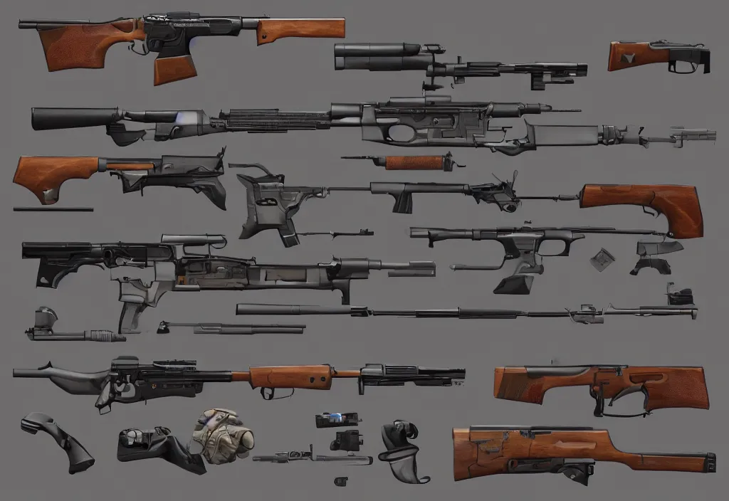 game asset reference of firearms, digital art, rifle, | Stable ...