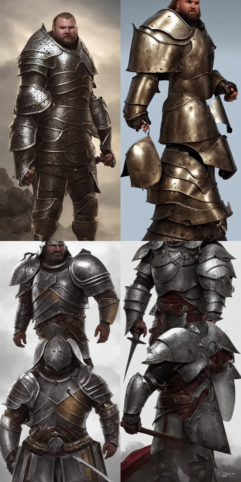 Prompt: Hafþór Júlíus Björnsson as a middle-aged knight in Almain rivet half-armour and sabatons, highly detailed, centered, artstation, concept art, sharp focus, 8K, octane render, unreal engine