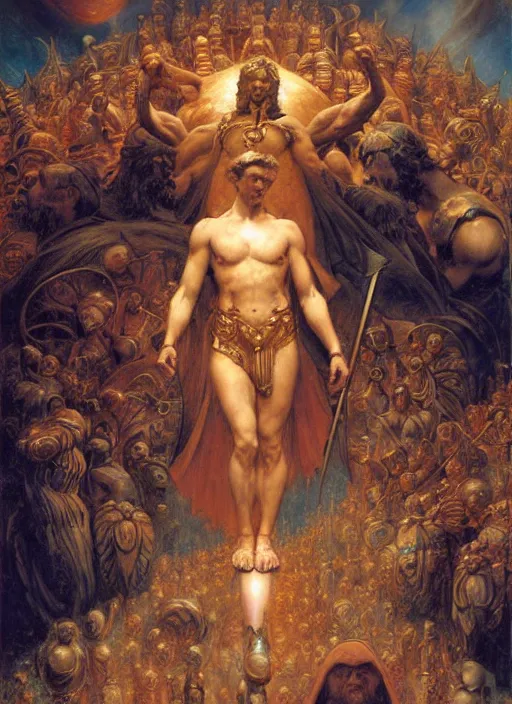 Image similar to the sixth sphere jupiter : the just rulers from dante's divine comedy. highly detailed painting by gaston bussiere, craig mullins, j. c. leyendecker 8 k