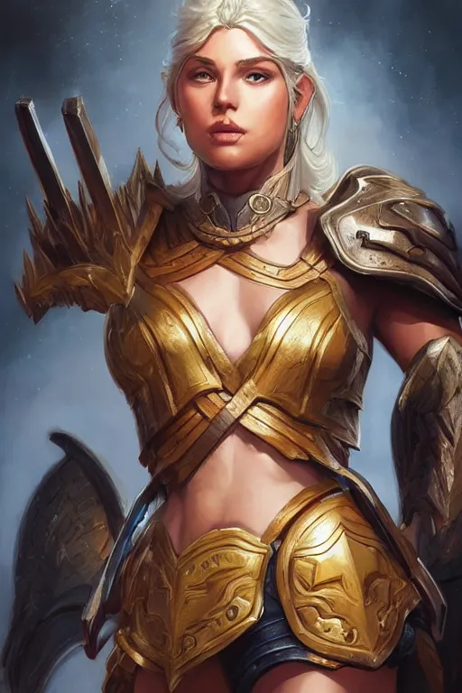 Image similar to amazon valkyrie athena, d & d, fantasy, portrait, highly detailed, headshot, digital painting, trending on artstation, concept art, sharp focus, illustration, art by artgerm and greg rutkowski and magali villeneuve