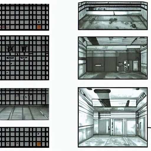 Prompt: pre rendered backgrounds for a capcom playstation 1 era survival horror horror game