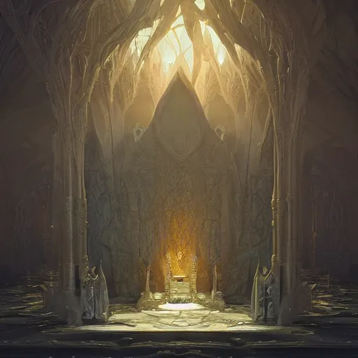 Prompt: the throne room of an elven castle, very sofisticated, marble and gold, by peter mohrbacher and dan mumford and nekro, cgsociety, volumetric light, 3 d render