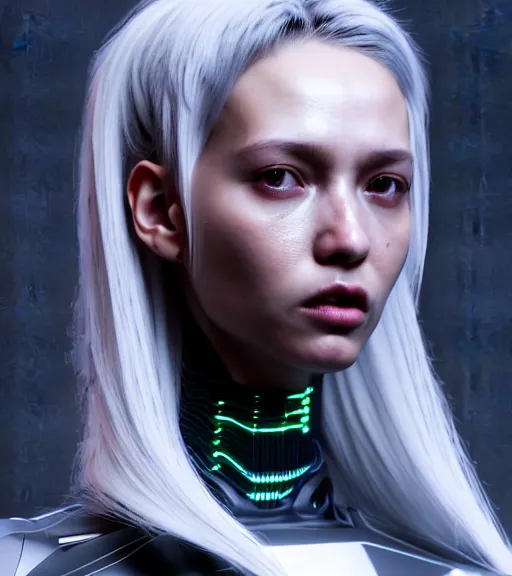 Image similar to complex 3 d render, hyper detailed, ultrasharp, cyberpunk android girl, digital portrait, concept art, illustration, natural soft rim light, hyper realistic, ultra detailed, 0 6 0 8 wear techwear clothing, octane render, darriel diano style, volumetric lighting, 8 k post - production, artstation hq, unreal engine 5, unity engine