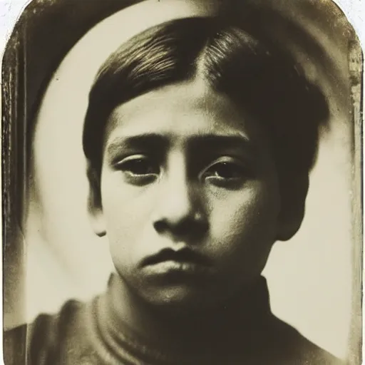 Prompt: young mexican man, kubrick gaze, julia margaret cameron,