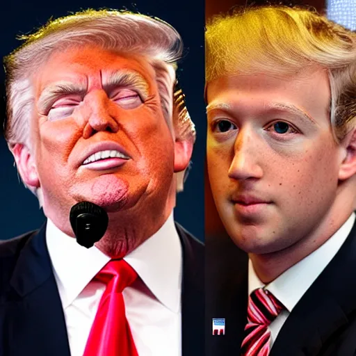 Prompt: photo of the lovechild of donald trump and mark zuckerberg