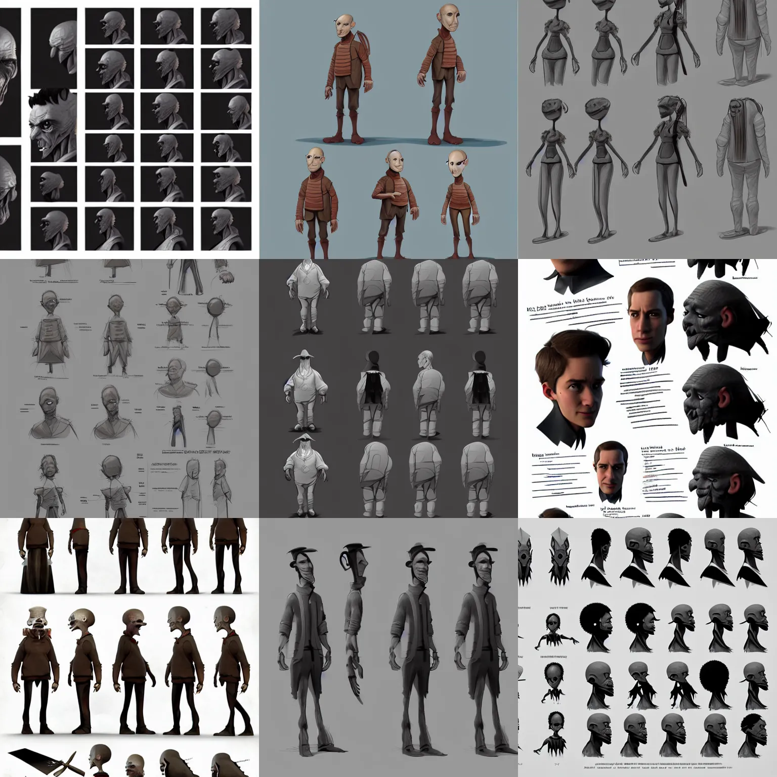 Prompt: character design sheet by steven stahlberg and framestore