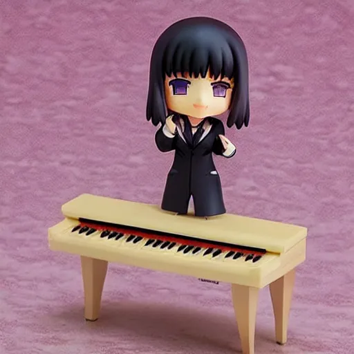 Prompt: kaoru nishimi nendoroid with a piano