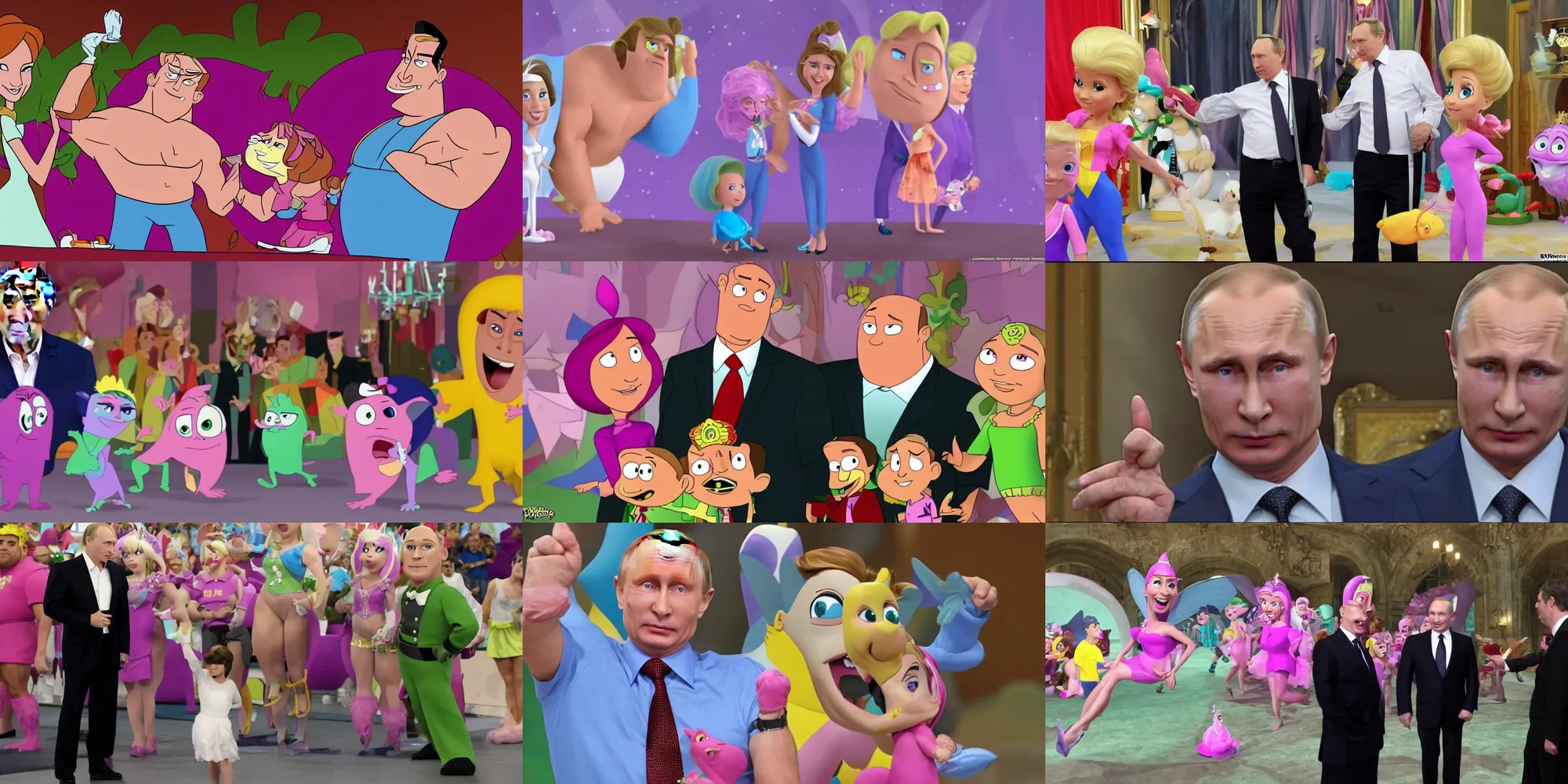 Prompt: vladimir putin in fairy oddparents, big muscles