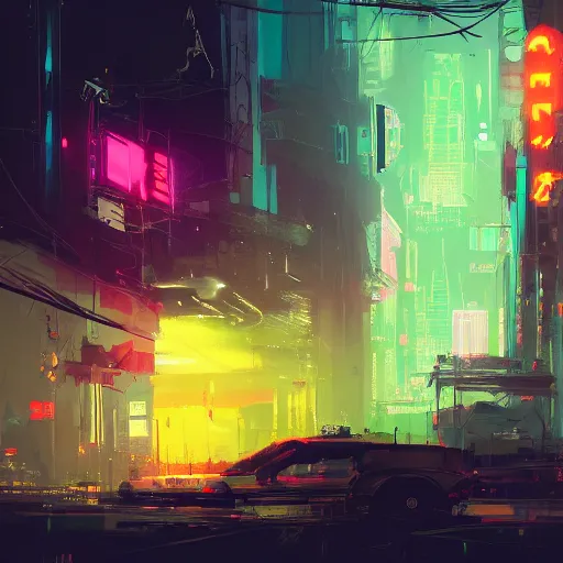 Image similar to ismail inceoglu's concept art, cel shadow, film shooting, trends on artstation, high quality, brush strokes, bright colors, neon flashing cyberpunk city castle under the night sky - w 8 9 6 - c 1 4. 0