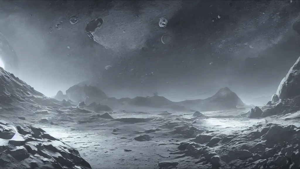 Prompt: view from the surface of the moon, concept art, highly detailed, sci - fi, 2 d