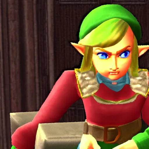 Prompt: detailed screenshot of 3 d hillary clinton in the legend of zelda : ocarina of time
