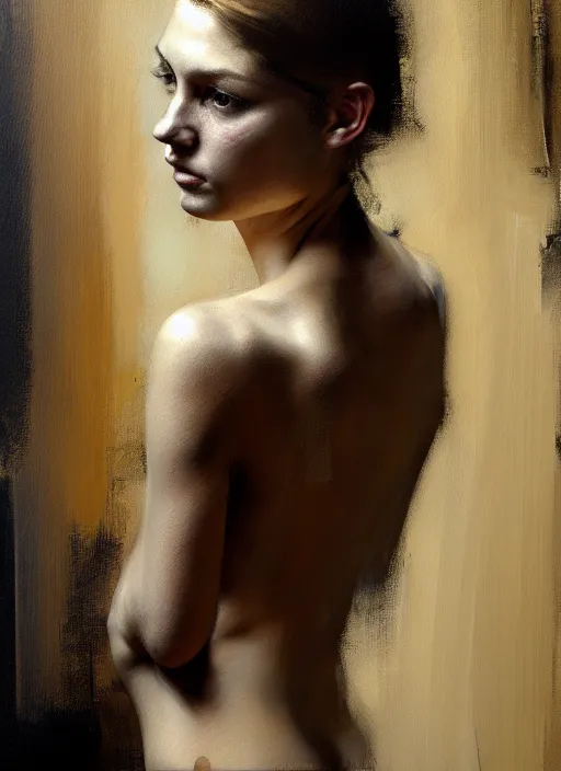Prompt: painting of a gorgeous young woman in the style of Helene Knoop, realistic, sharp focus, 8k high definition, insanely detailed, intricate, elegant, art by Guy Denning and Craig Mullins