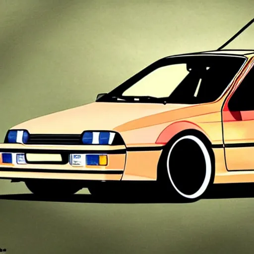 Image similar to volkswagen corrado initial d, anime art