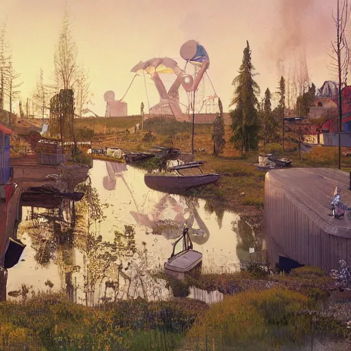 Image similar to futuristic sweden, by carl larsson and simon stalenhag, highly detailed, 4 k