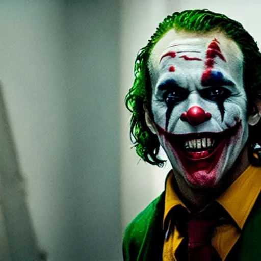 Image similar to film still of Ryan Reynolds as joker in the new Joker movie