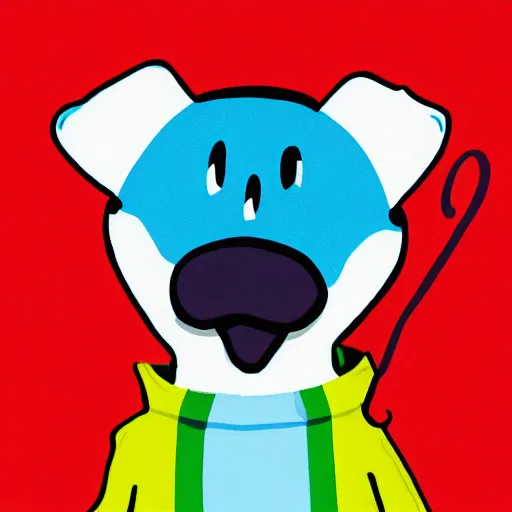 Image similar to steve on blues clues with a blue cartoon flat minimalist cartoon dog trending on artstation digital paint 4 k 8 k digital painting