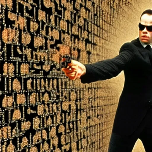 Image similar to agent smith protecting the matrix from being decoded