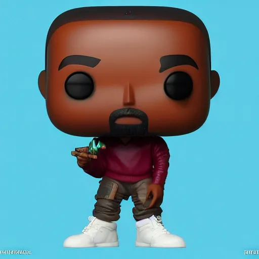 Image similar to kanye west [ holding ]!! a [ grimes funko pop ]!!, trending on artstation, 4 k photorealism, 4 k quality