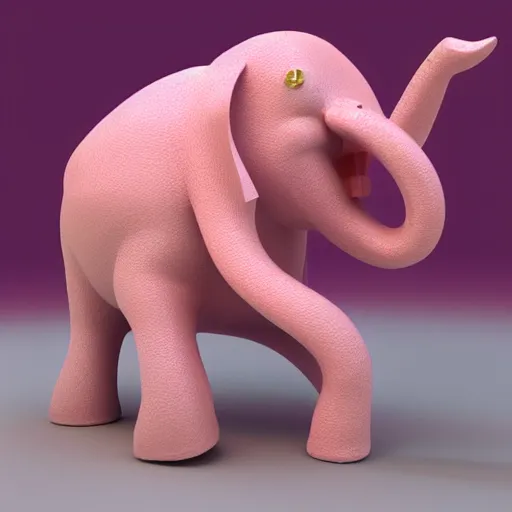 Image similar to 3D model of a pink elephant dancing