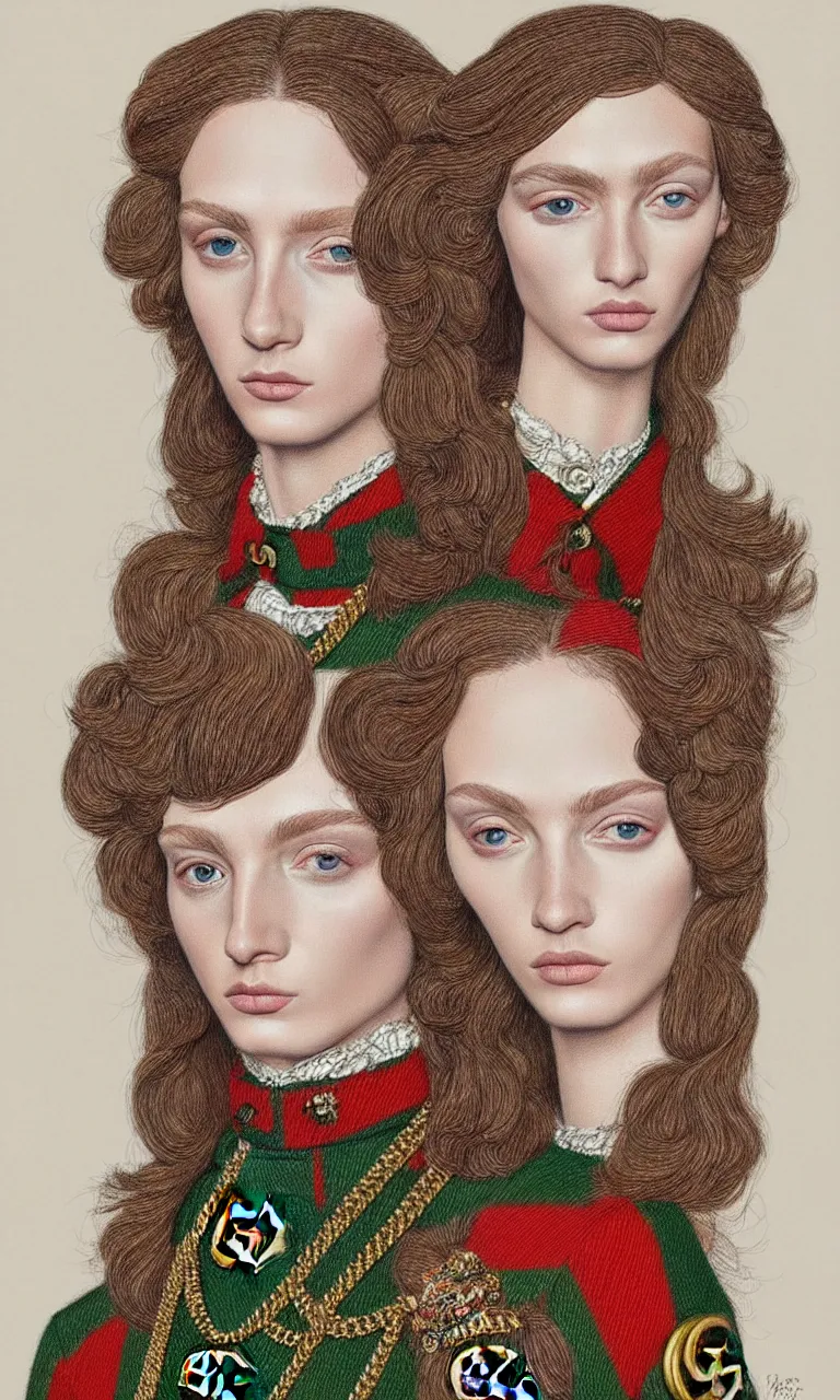 Image similar to a very beautiful gucci portrait, highly detailed, intricate