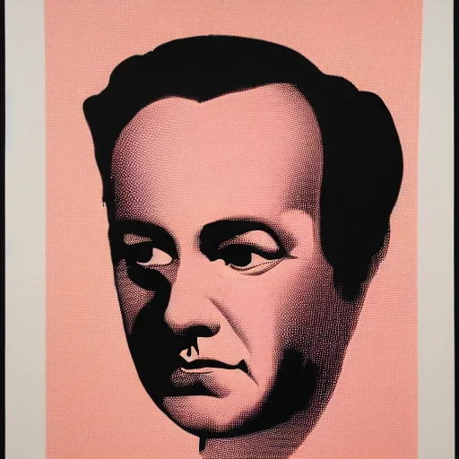 Image similar to ghastly, incredible by ludwig mies van der rohe screen printing, french rose. a beautiful performance art of a person in profile, with their features appearing both in front of & behind their head.