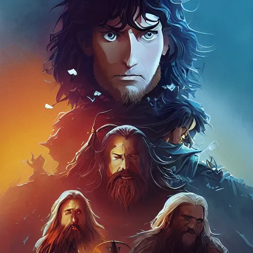 Image similar to hero world the lord of the rings : the fellowship of the ring 2 0 0 1, behance hd by jesper ejsing, by rhads, makoto shinkai and lois van baarle, ilya kuvshinov, rossdraws global illumination