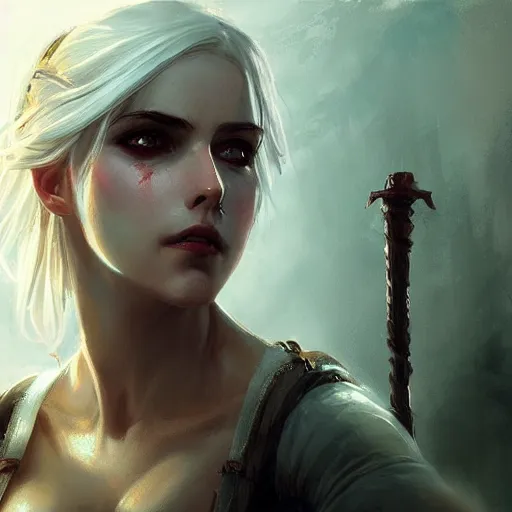 Prompt: attractive ciri from witcher, painted by greg rutkowski