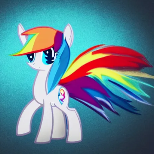 Image similar to 🐎🍑, Horse, Pony, Pegasus, Rainbow Dash, light blue fur, cutie mark, rainbow tail, equine photography