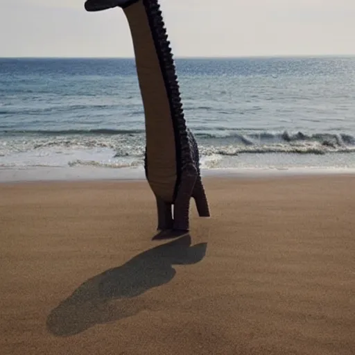 Image similar to a diplodocus in a beach with a text that says Diplodocus envios