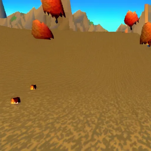 Prompt: mountains, n64 graphics