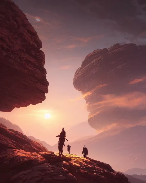 Image similar to two suns rising in the valley of fire, environment art, fantasy art, landscape art, in the style of greg rutkowski, illustration, epic, fantasy, intricate, hyper detailed, artstation, concept art, smooth, sharp focus, ray tracing