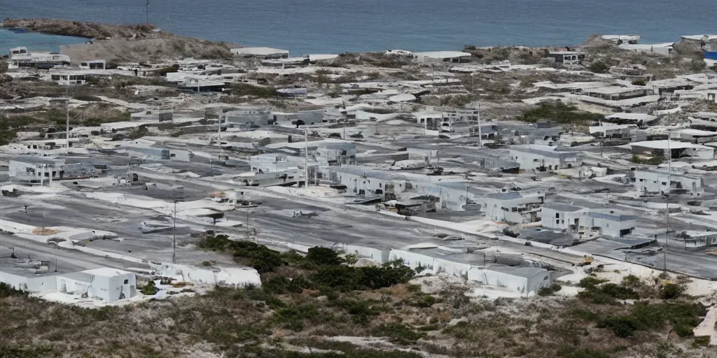 Image similar to buildings at guantanamo bay prison, no army