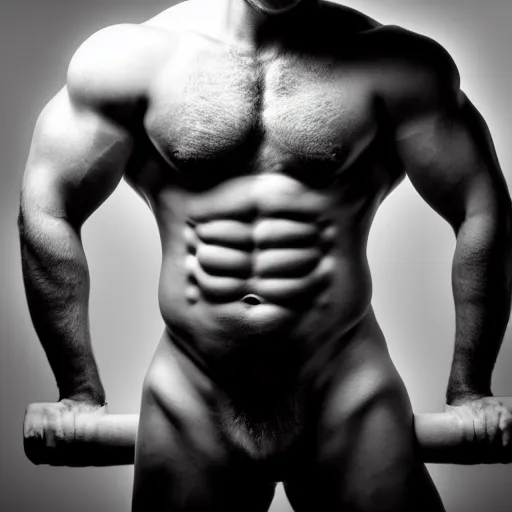 Image similar to man with bear body physique doing heavy lifting, award winning photography, hdr, studio lighting medium close shot,