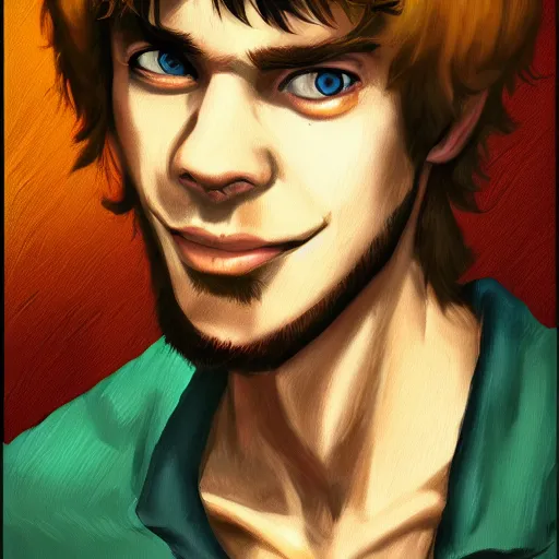 Image similar to Shaggy Rogers as a Beatnik, portrait, photograph, polaroid photo, highly detailed, very detailed, HD quality, 8k resolution, digital art, trending on artstation