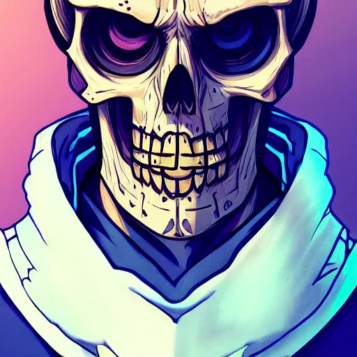 Prompt: portrait of skull mask saul goodman, anime fantasy illustration by tomoyuki yamasaki, kyoto studio, madhouse, ufotable, comixwave films, trending on artstation