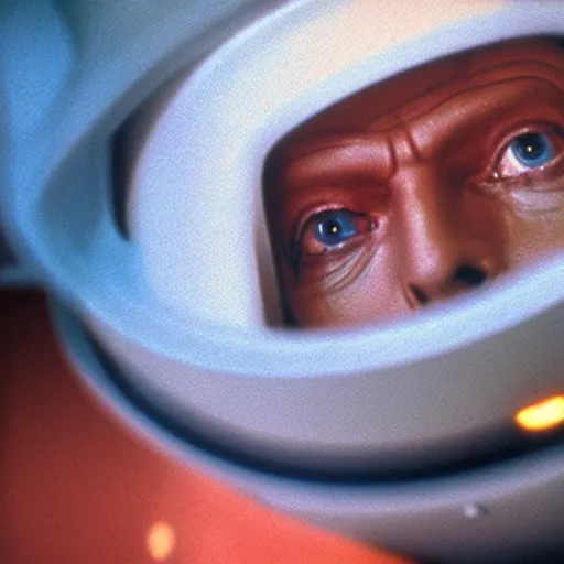 Image similar to film still of David Bowie as David Bowman in 2001 a space odyssey, 4k