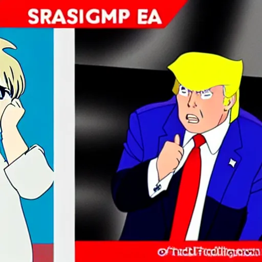 Image similar to Donald Trump as an anime character from Studio Ghibli