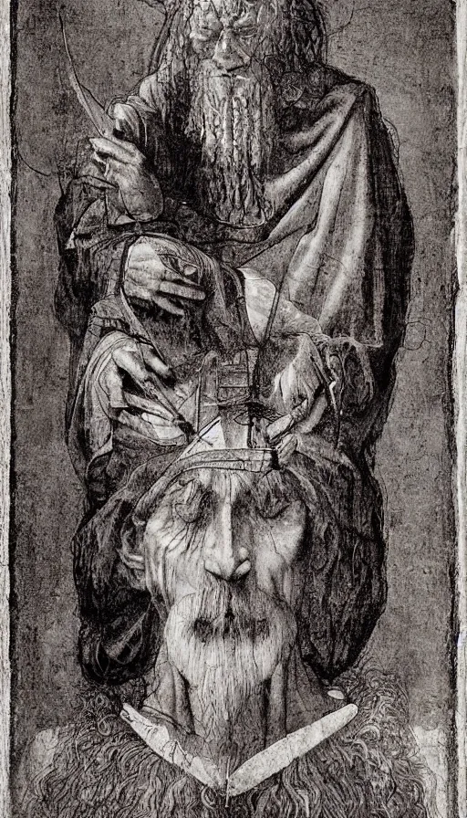 Image similar to portrait of a digital shaman, by leonardo da vinci