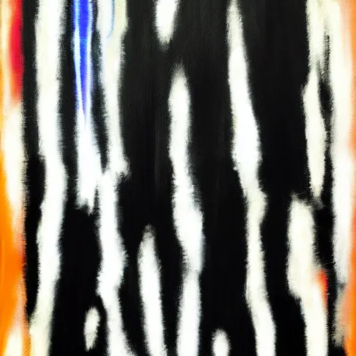 Prompt: a rough brush stroke oil painting of ray of light. tiger. prism. Black and white color theme. Volumetric light. Mark rothko. hyper detailed. hyper realism.