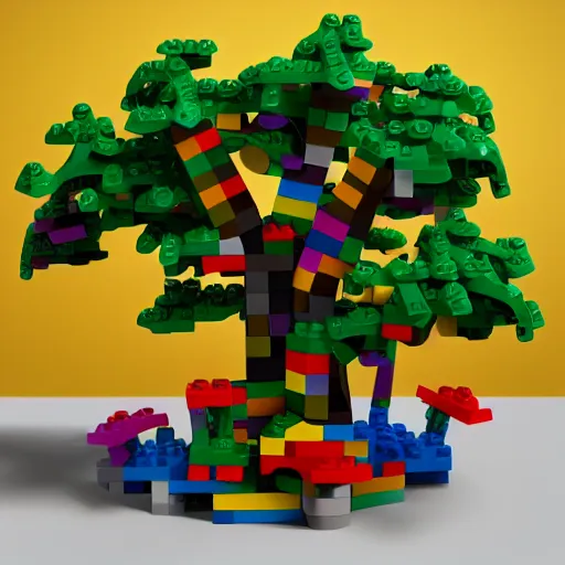 Prompt: tree made out of lego toy, 3 d render