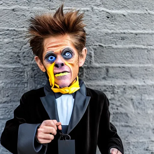 Prompt: willem dafoe trick or treating on halloween, ( sony a 7 r iv, symmetric balance, polarizing filter, photolab, lightroom, 4 k, dolby vision, photography awardm, voque, perfect face )