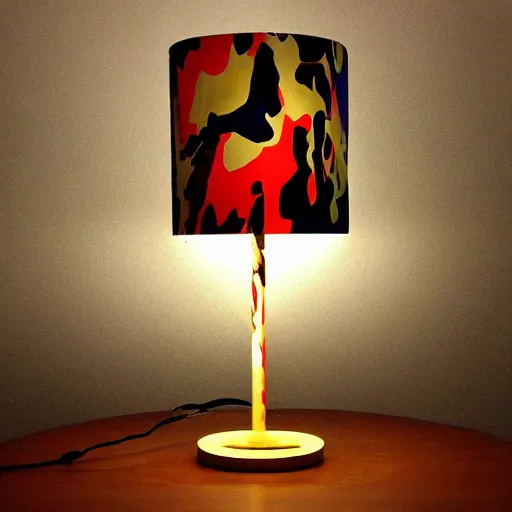 Image similar to table lamp in the style of abstract expressionism designed by jackson pollock