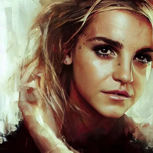 Prompt: britney spears and emma watson morphed together, hybrid, jeremy mann painting