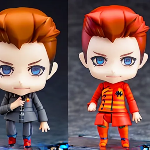 Image similar to a david bowie nendoroid with face makeup, product shot