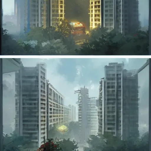 Prompt: a singaporean hdb flat, by greg rutkowski