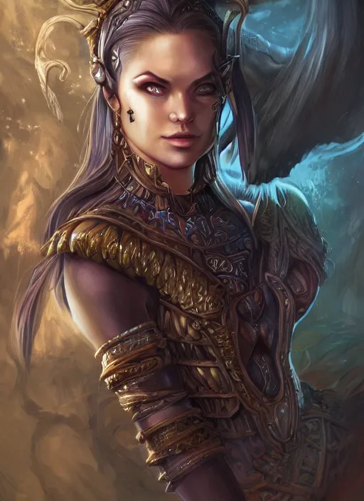 Prompt: a higly detailed airbrush full size portrait painting of a fantasy character, fantasy portrait, pinterest, baldur's gate, dynamic lighting, ambient lighting, deviantart, dndbeyond, dnd character portrait, full body