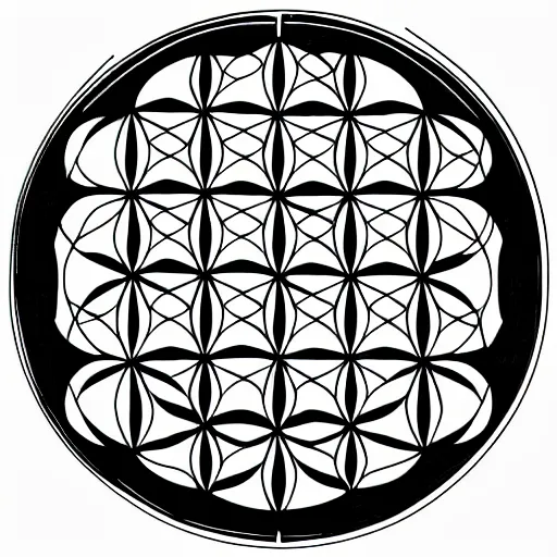 Image similar to ' flower of life'geometry concept drawing plan in black ink line - art